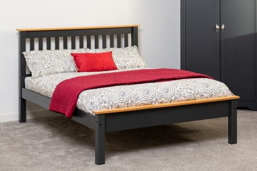 MONACO 4'6" LOW END BED - GREY/OAK EFFECT - GREY/OAK EFFECT