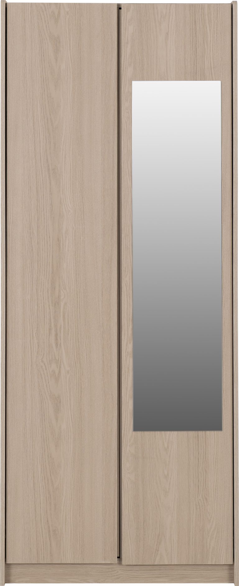 Paris 2 Door Mirrored Wardrobe - Smoked Ash Effect