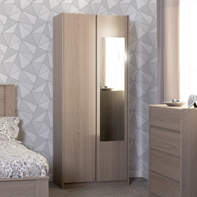 Paris 2 Door Mirrored Wardrobe - Smoked Ash Effect