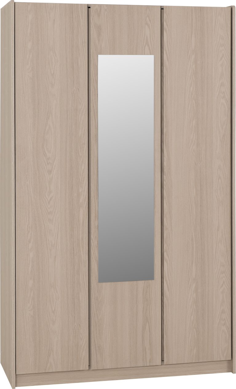 Paris 3 Door Mirrored Wardrobe - Smoked Ash Effect