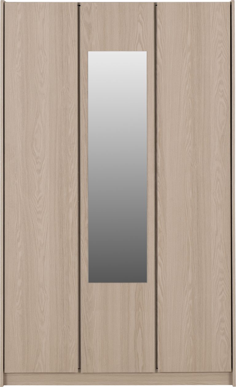 Paris 3 Door Mirrored Wardrobe - Smoked Ash Effect