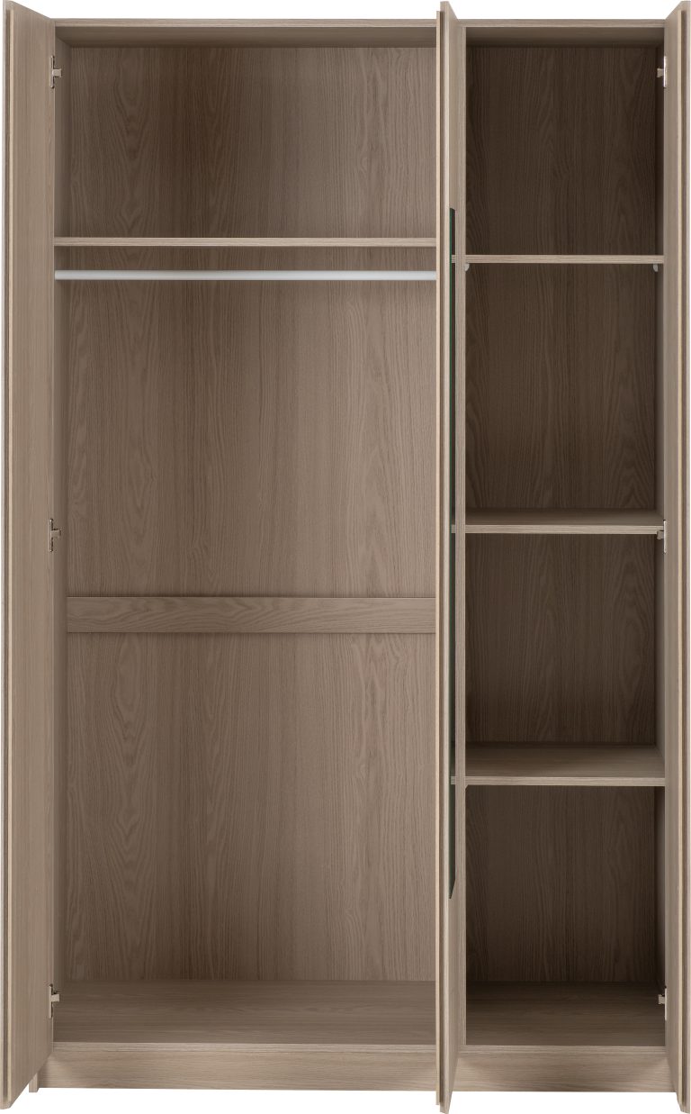 Paris 3 Door Mirrored Wardrobe - Smoked Ash Effect