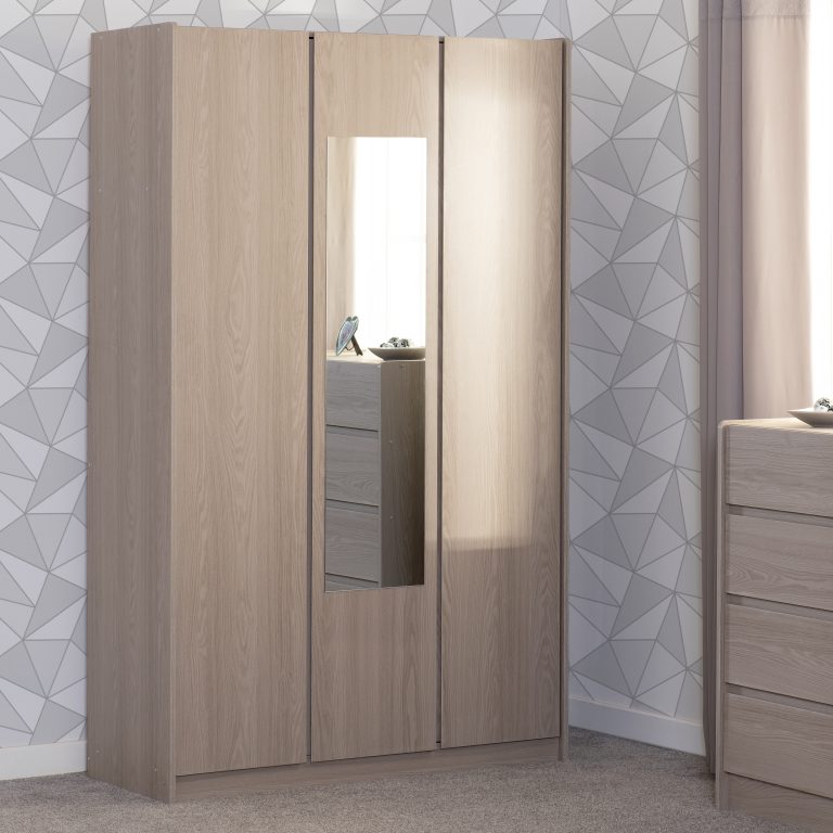 Paris 3 Door Mirrored Wardrobe - Smoked Ash Effect