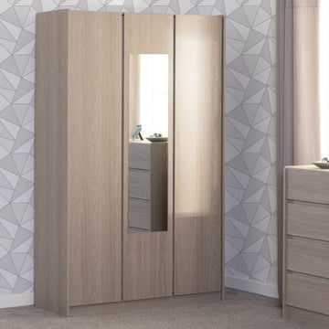 Paris 3 Door Mirrored Wardrobe - Smoked Ash Effect