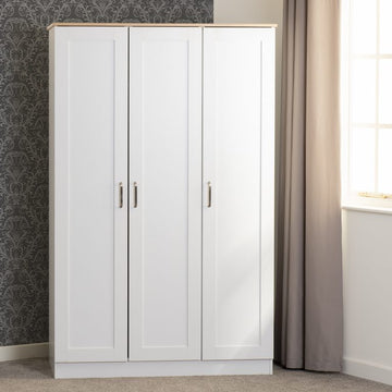 Portland 3 Door Wardrobe - White/Oak Effect