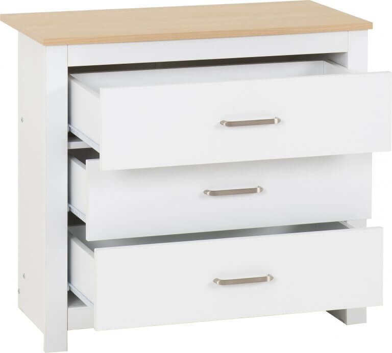 Portland 3 Drawer Chest - White/Oak Effect