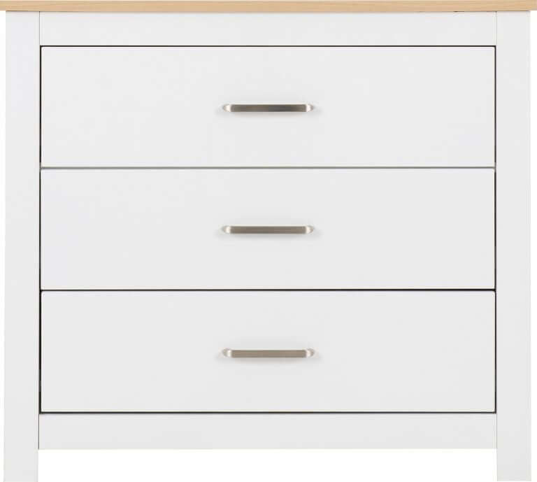 Portland 3 Drawer Chest - White/Oak Effect