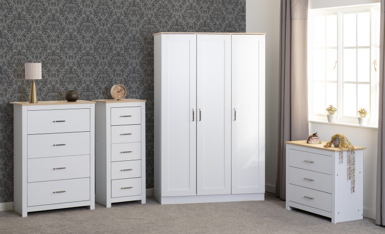 Portland 3 Door Wardrobe - White/Oak Effect