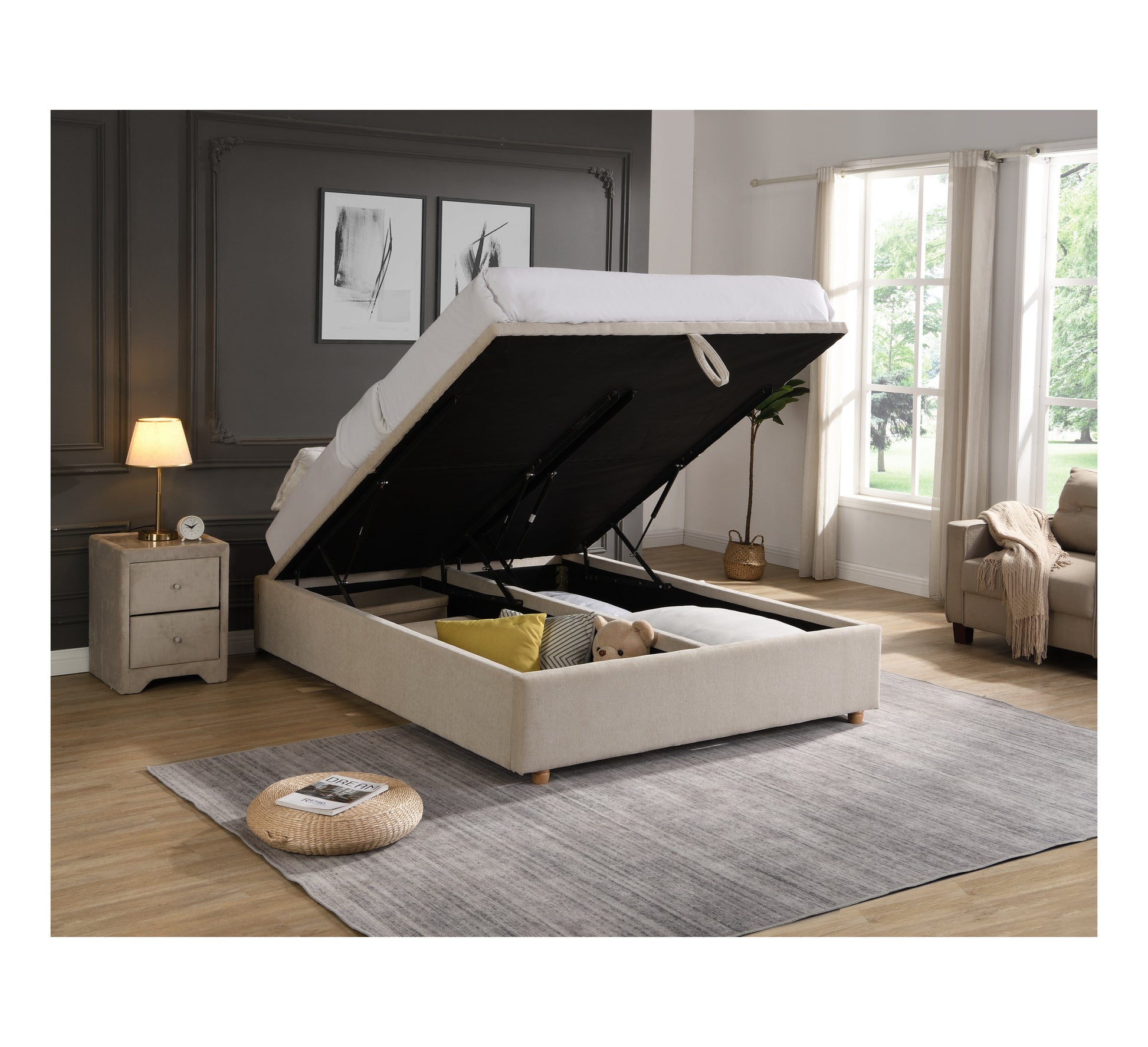 Rio Fabric Bed Base – Gas-Lift Storage