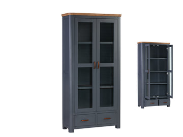 Treviso Midnight Blue Display Cabinet - Oak
