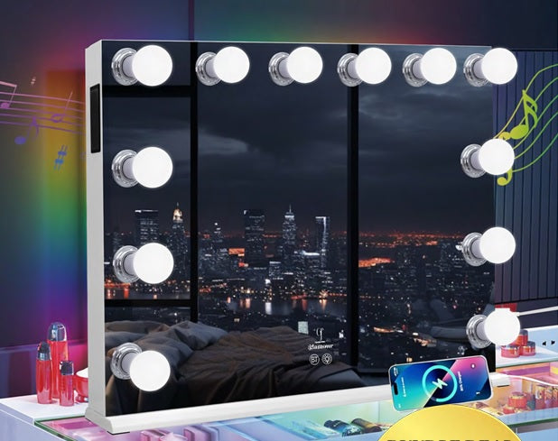 Glam Landscape Hollywood Makeup Mirror with Bluetooth