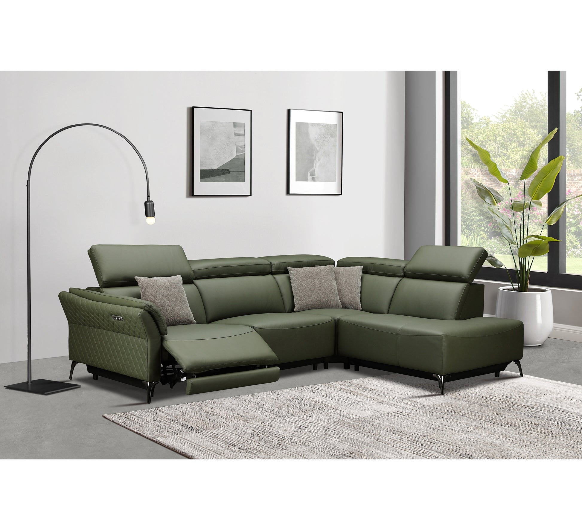 Milan Electric Corner Suite Leather - Forest Green