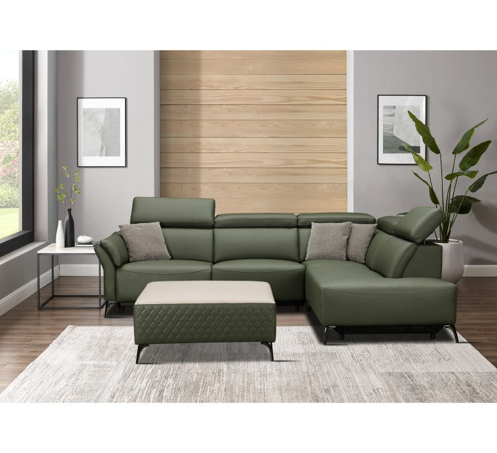 Milan Electric Corner Suite Leather - Forest Green
