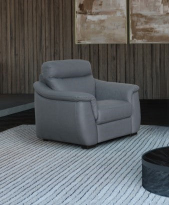 Soffio Leather Fixed Armchair - Cobalto