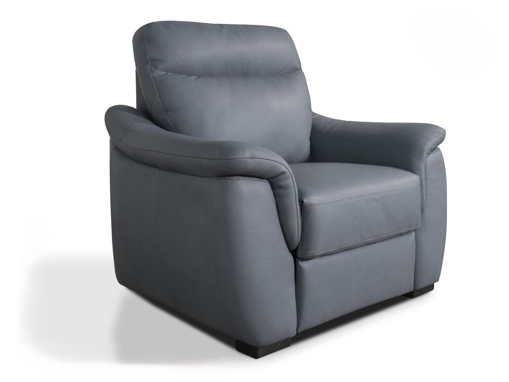 Soffio Leather Fixed Armchair - Cobalto