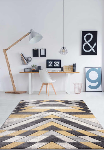 Asher Rug Grey - Mustard