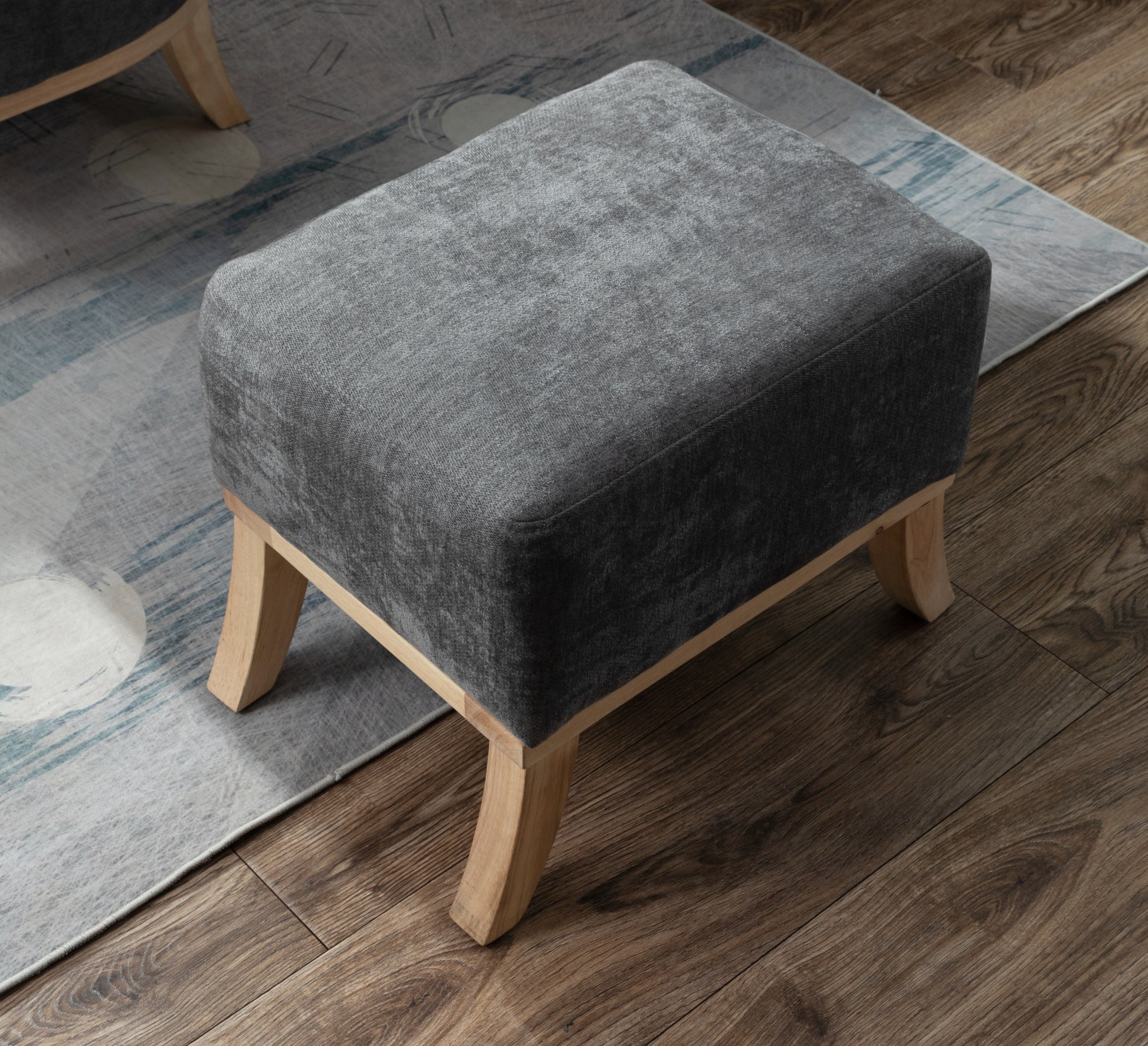 Armchair and Footstool Dark Grey