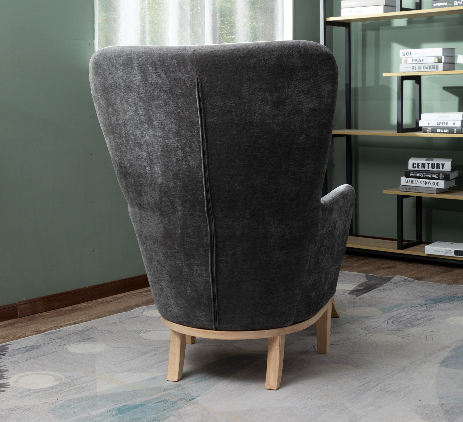 Armchair and Footstool Dark Grey