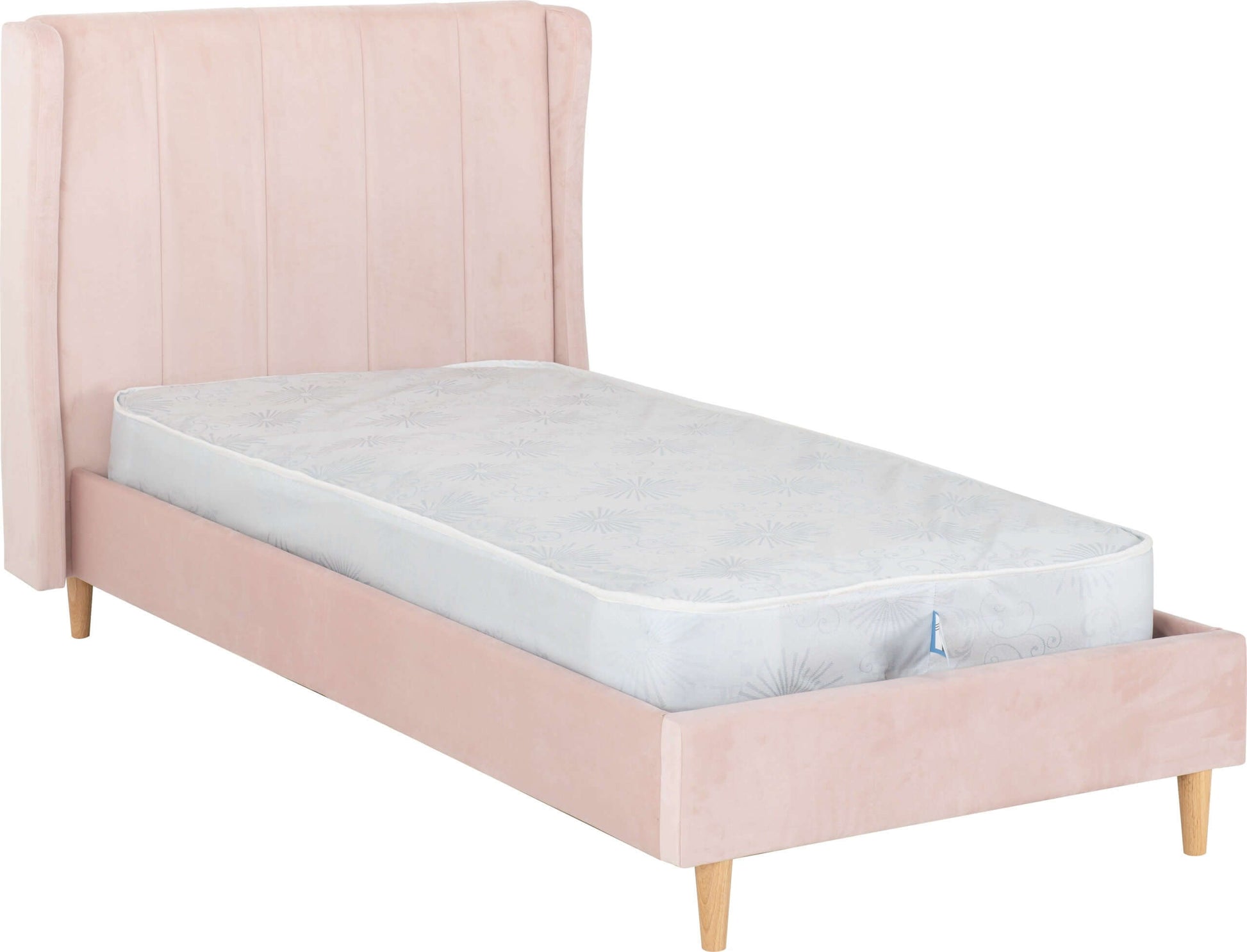 Amelia 3' Bed Pink Velvet Fabric- The Right Buy Store