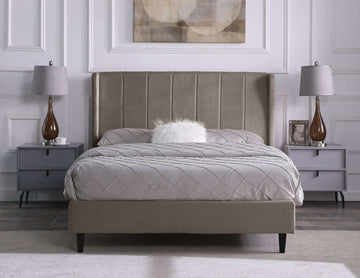 Amelia Double Bed Oyster Velvet Fabric- The Right Buy Store