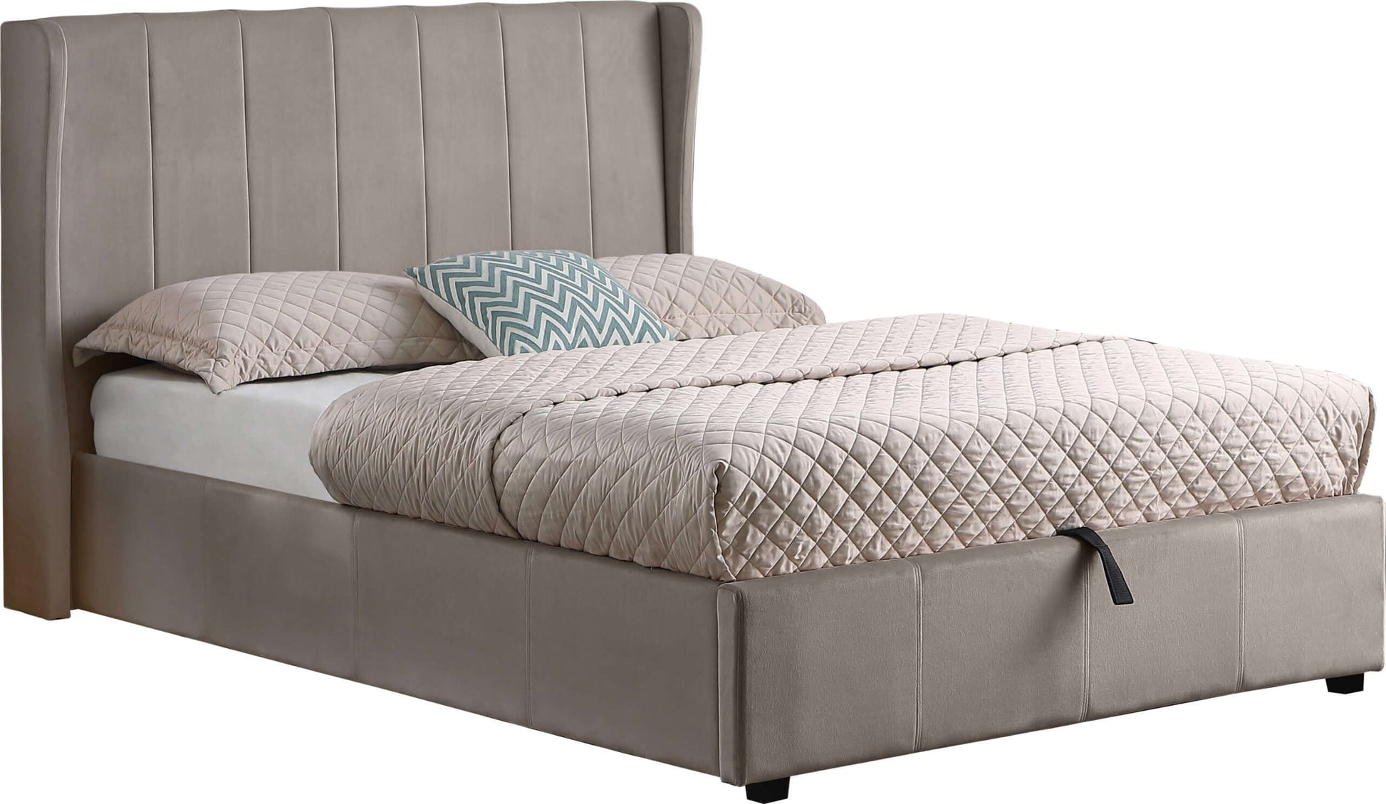 Amelia Plus 4'6" Storage Bed Oyster Velvet Fabric- The Right Buy Store