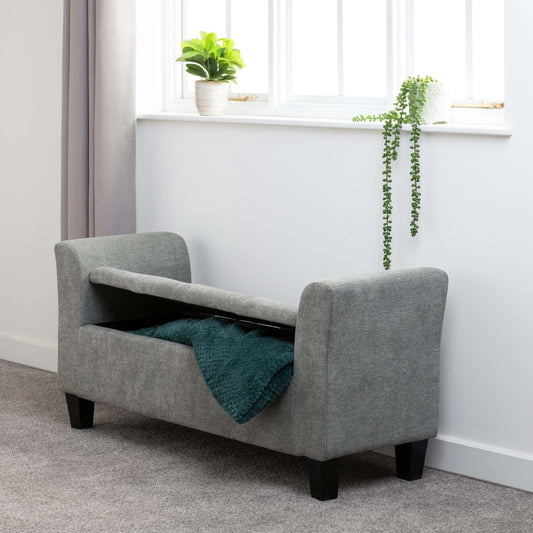 Amelia Storage Ottoman Dark Grey Fabric- The Right Buy Store
