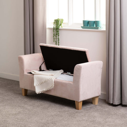 Amelia Storage Ottoman Pink Velvet Fabric- The Right Buy Store