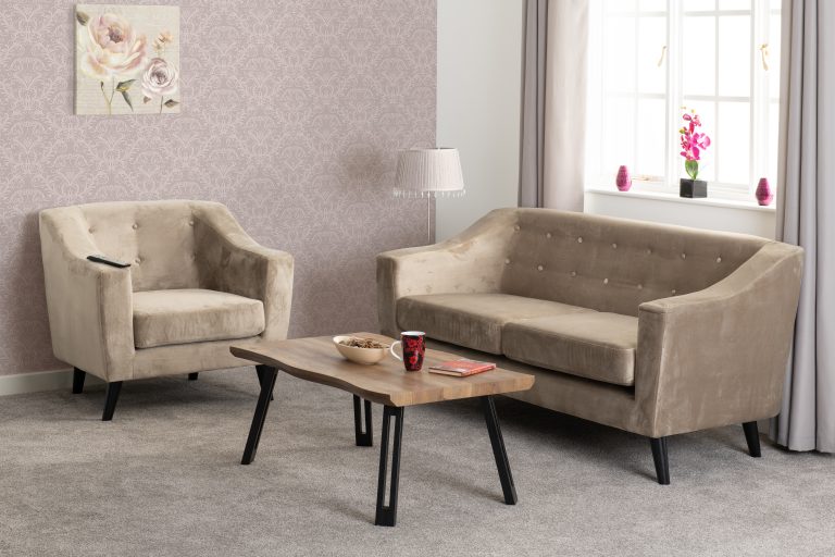 Ashley 1 Seater Sofa Oyster Velvet Fabric- The Right Buy Store