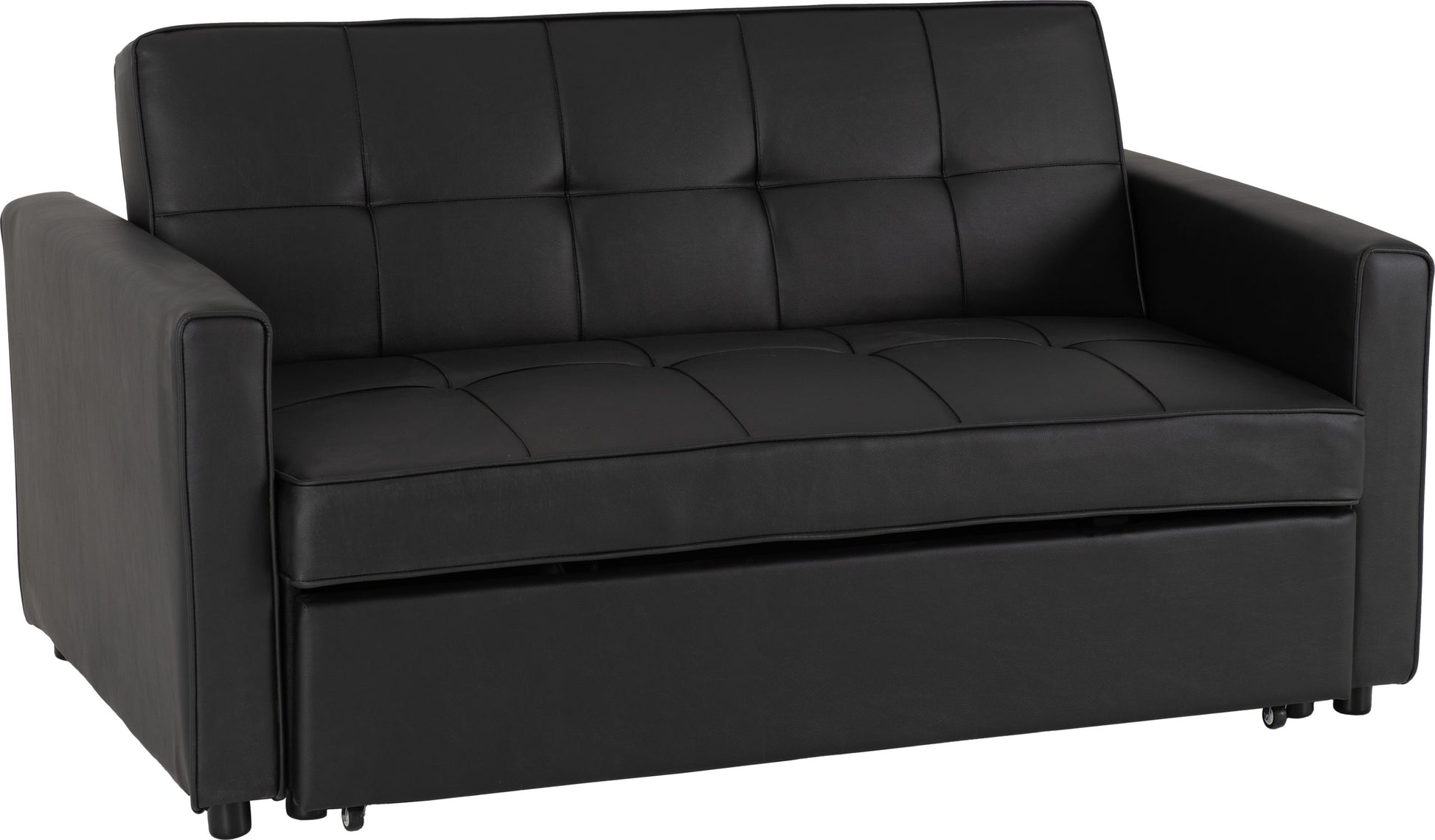 Astoria Sofa Bed - Black Faux Leather - The Right Buy Store