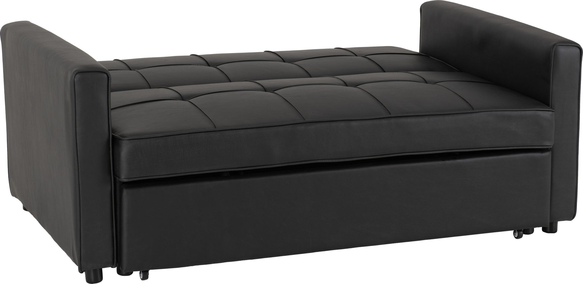 Astoria Sofa Bed - Black Faux Leather - The Right Buy Store