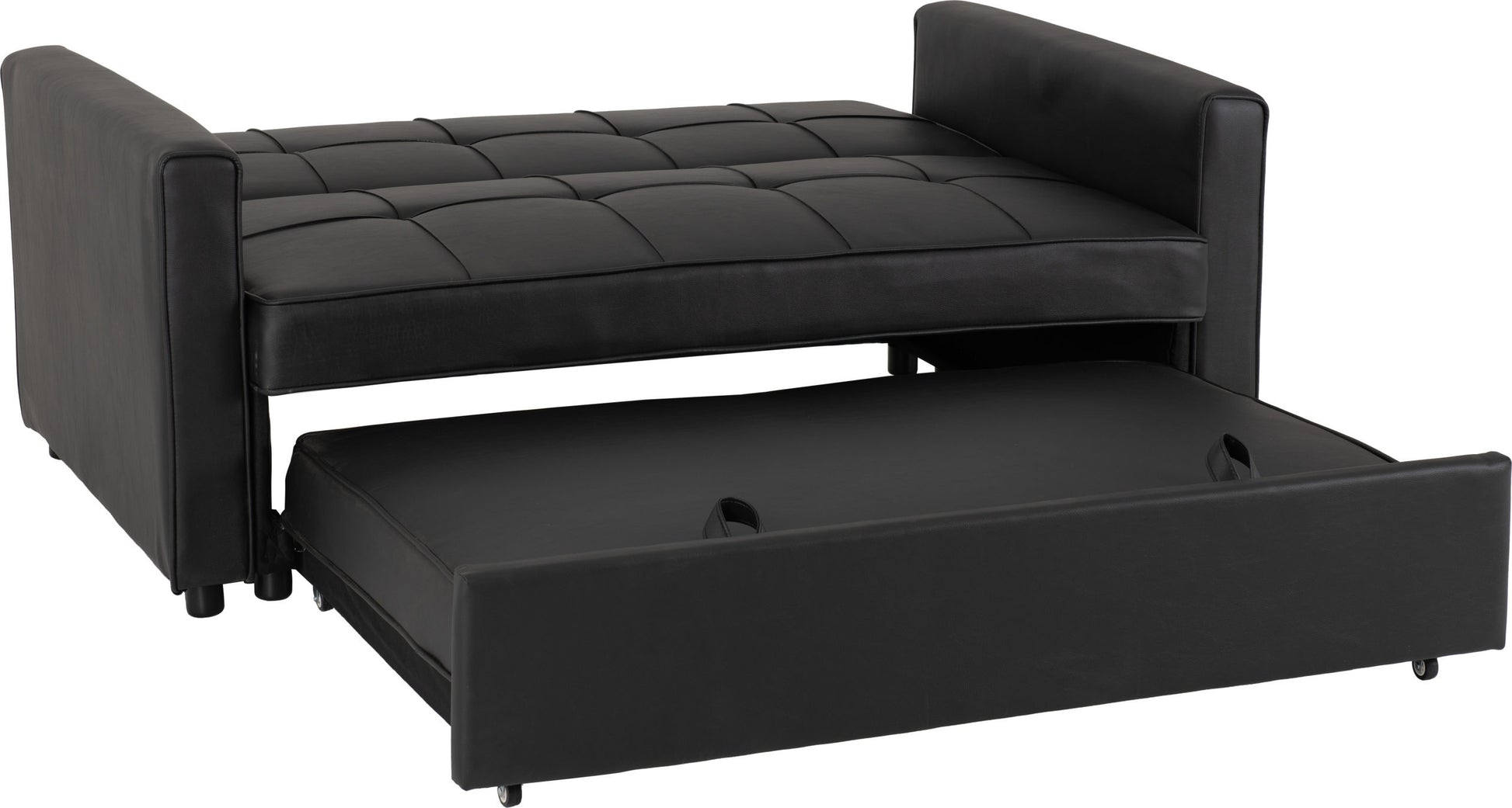 Astoria Sofa Bed - Black Faux Leather - The Right Buy Store