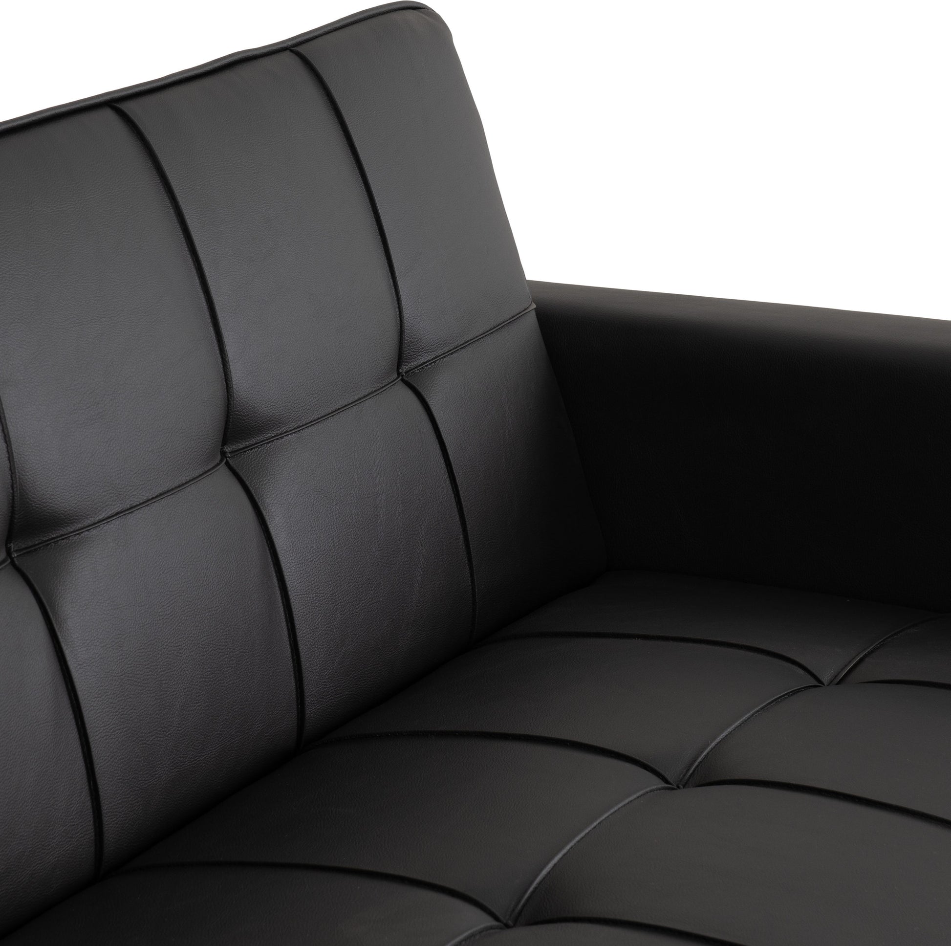 Astoria Sofa Bed - Black Faux Leather - The Right Buy Store