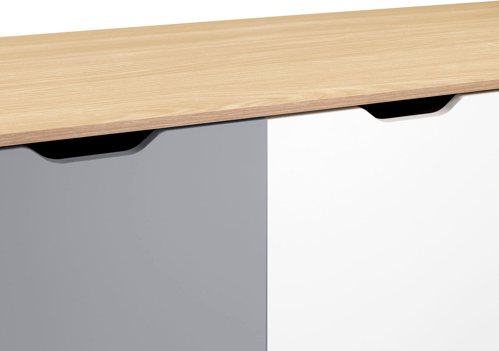 Bergen 2 Door 2 Drawer Sideboard- Oak Effect/White/Grey- The Right Buy Store