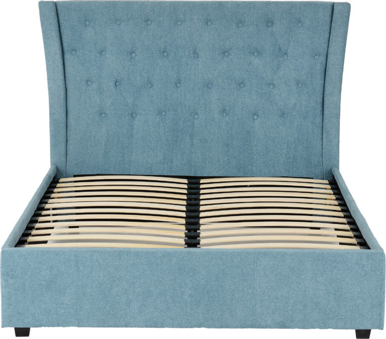 Camden 4'6" Double Bed Blue Fabric- The Right Buy Store