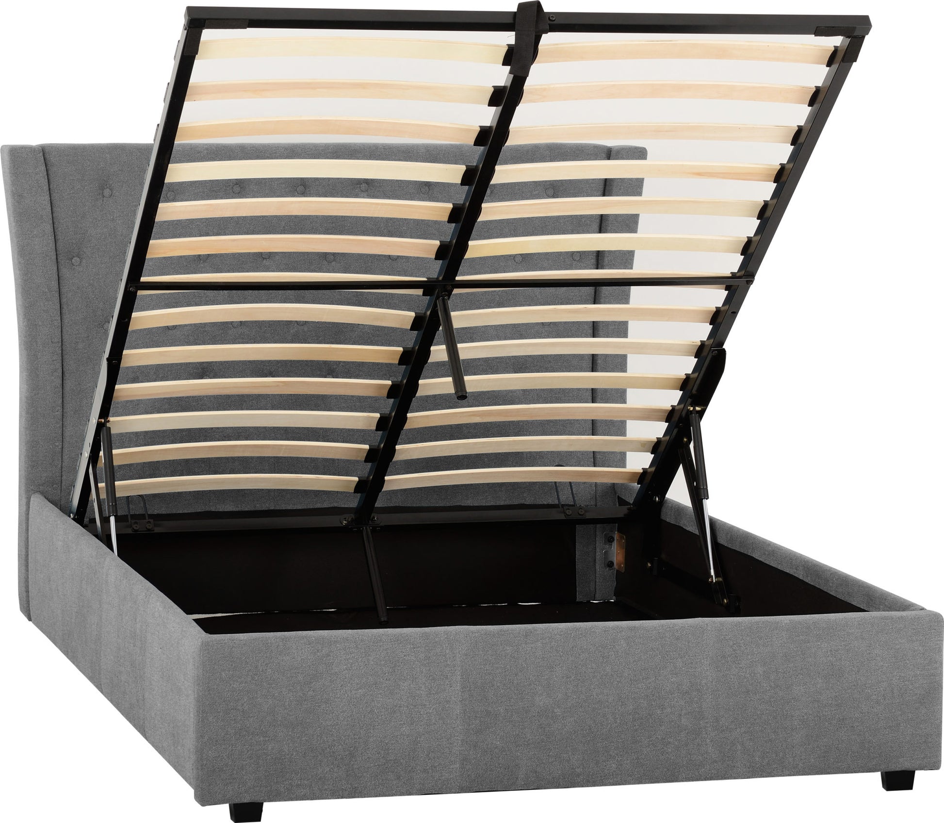 Camden Plus 4'6" Storage Double Bed - Grey Fabric- The Right Buy Store