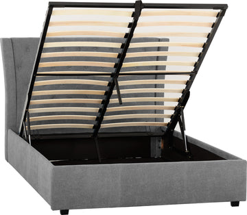 Camden Plus 4'6" Storage Double Bed - Grey Fabric- The Right Buy Store