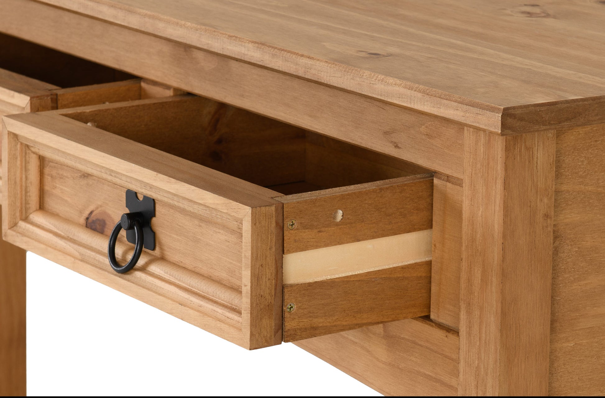 Corona 3 Drawer Console Table With Shelf- Distressed Waxed Pine