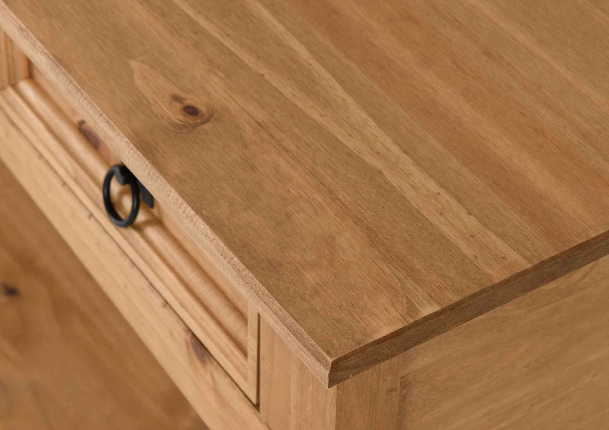 Corona 3 Drawer Console Table With Shelf- Distressed Waxed Pine