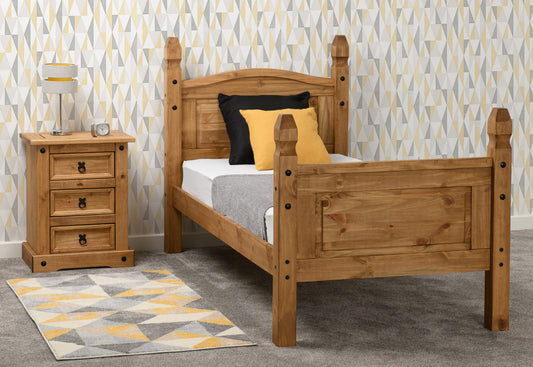 Corona 3' Single Bed High Foot End - Distressed Waxed Pine