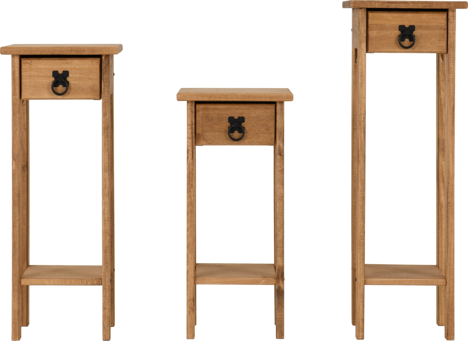 Corona Plant Stands (Set of 3) - Distressed Waxed Pine
