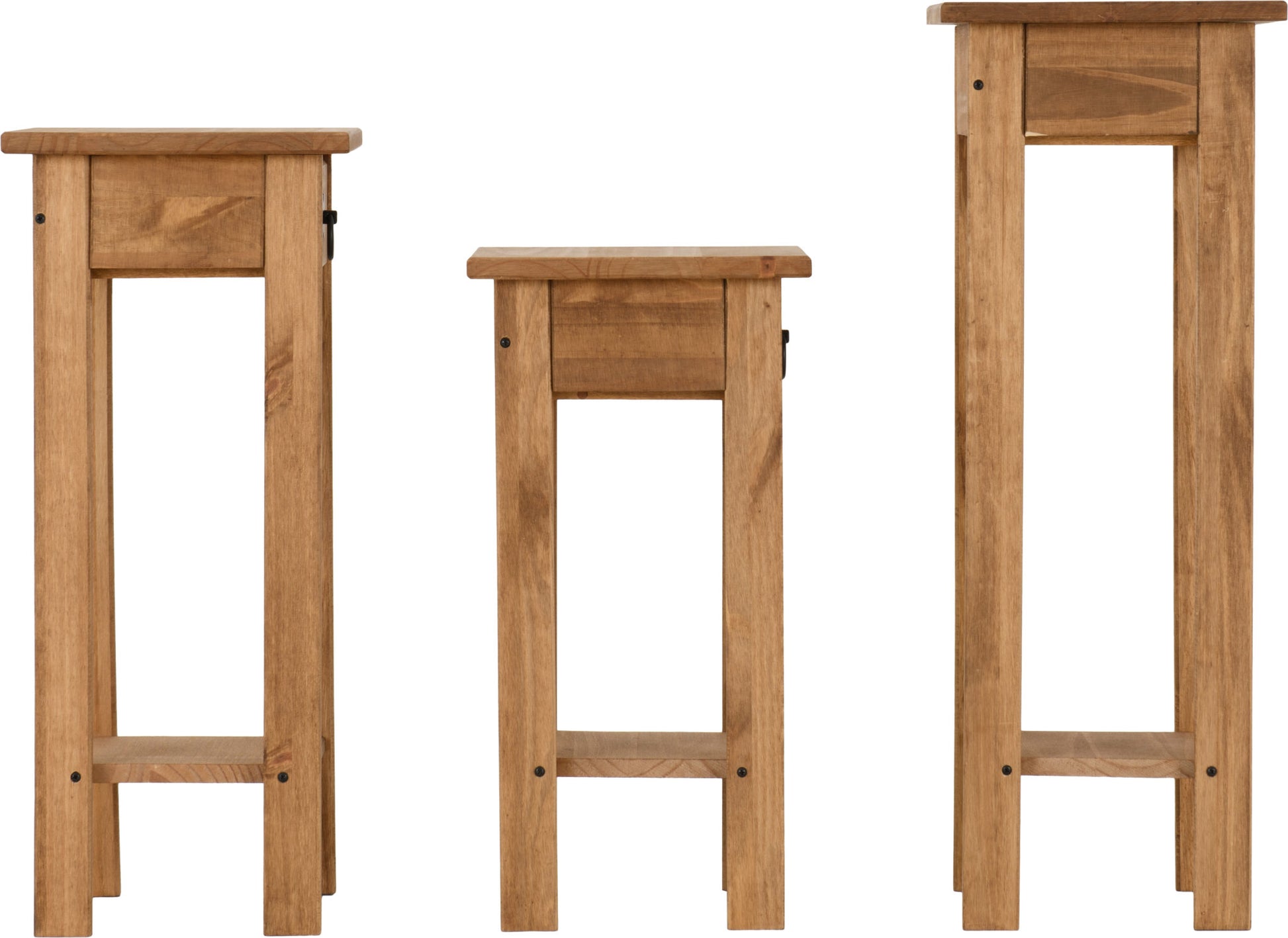 Corona Plant Stands (Set of 3) - Distressed Waxed Pine