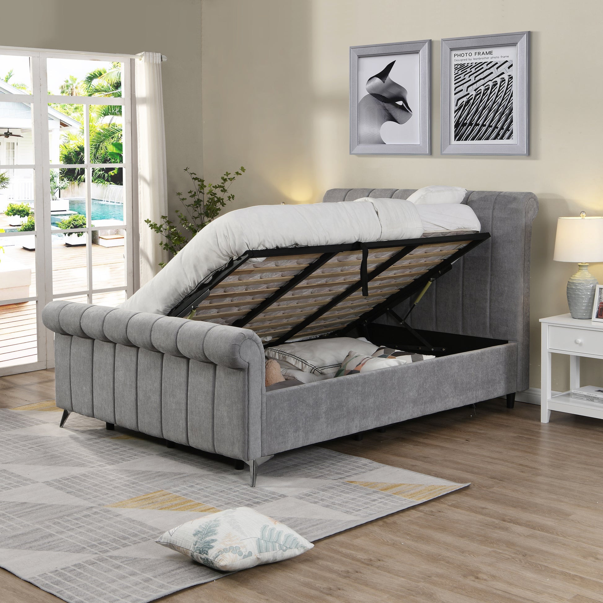 Carlow Gas-Lift Bed - Grey