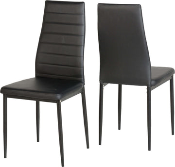 Abbey Chair x 2 Black Faux Leather- The Right Buy Store