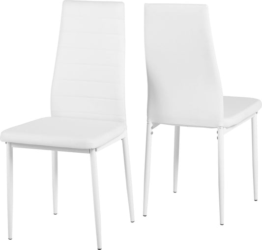 Abbey Chair x 2 - White Faux Leather