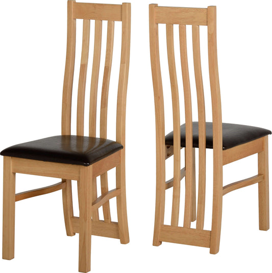 Ainsley Chair x 2 - Oak Veneer/Brown Faux Leather