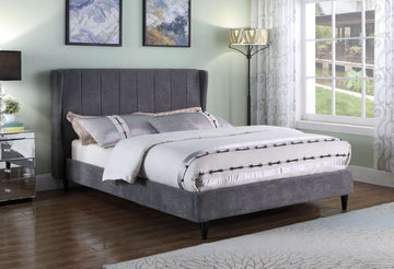 Amelia 5' King Bed Dark Grey Fabric- The Right Buy Store