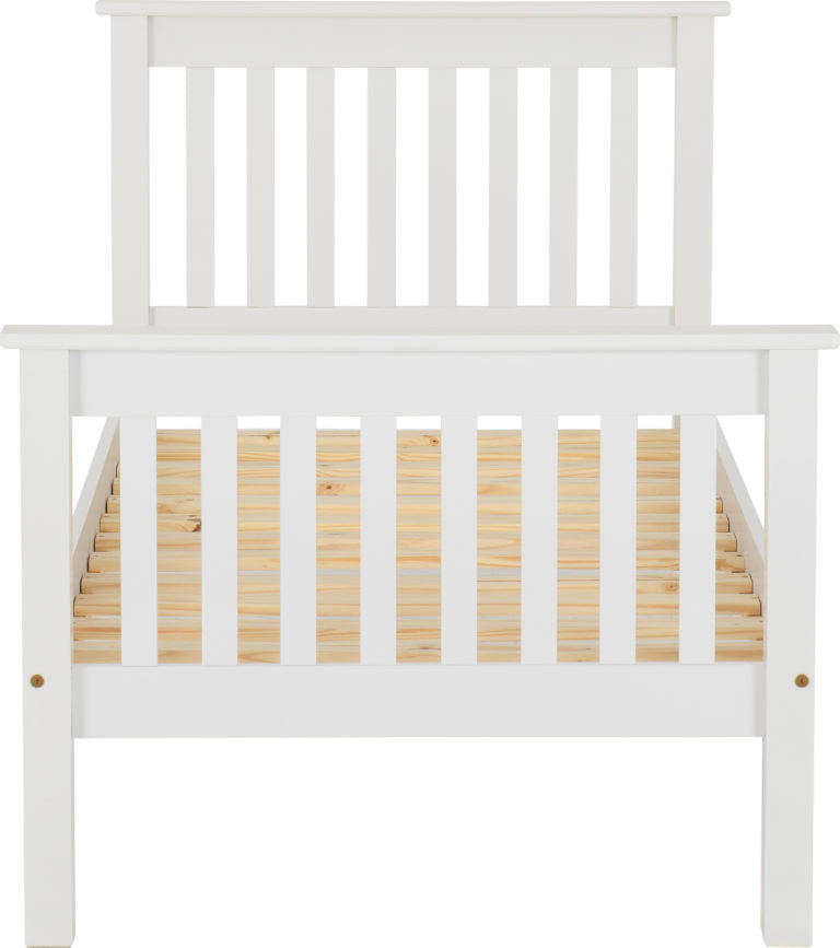 Monaco 3' Bed High Foot End - White