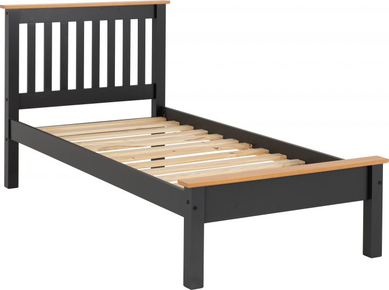 Monaco 3' Single Bed Low Foot End - Grey/Oak Effect