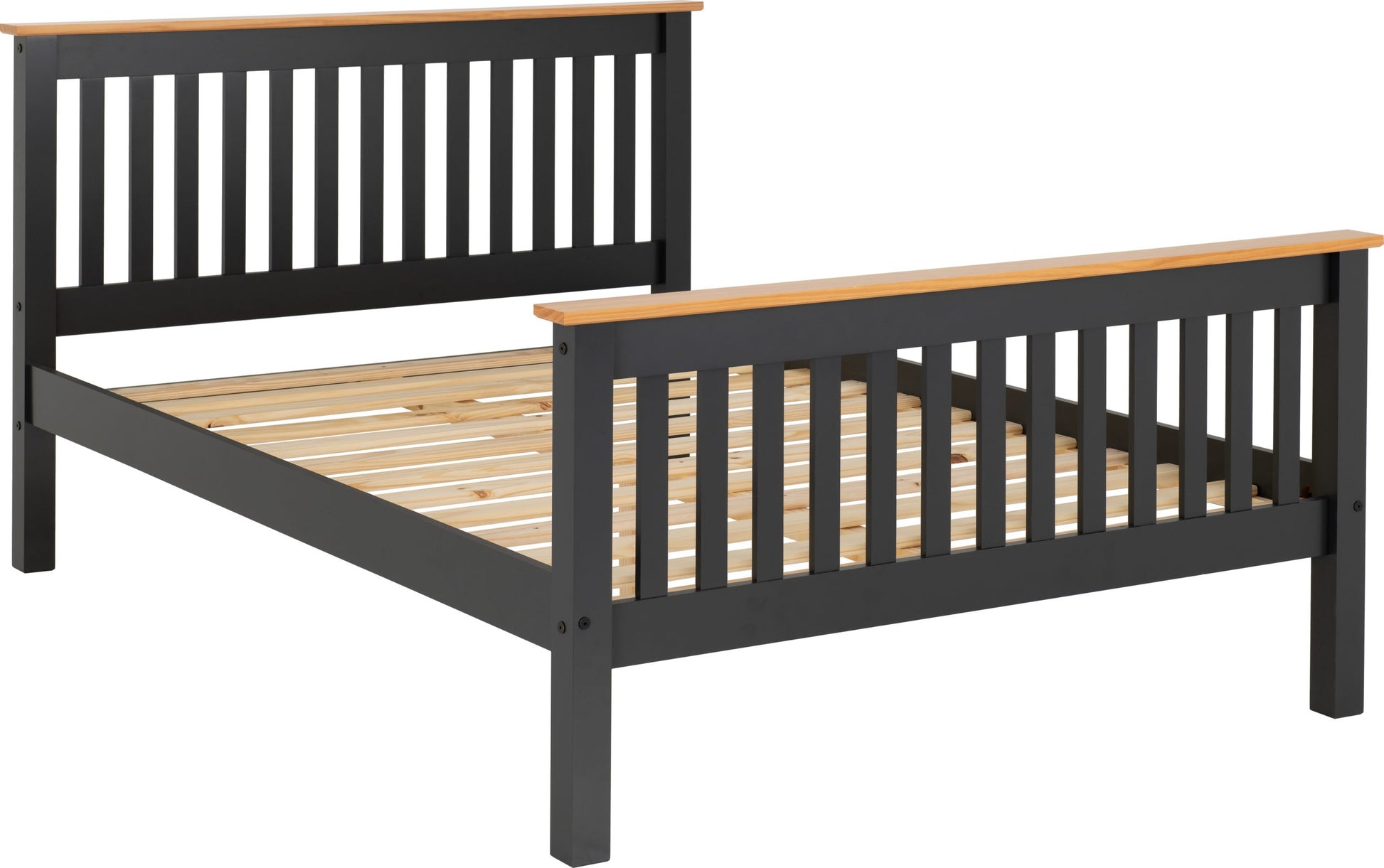 Monaco 4'6" Bed High Foot End - Grey/Oak Effect