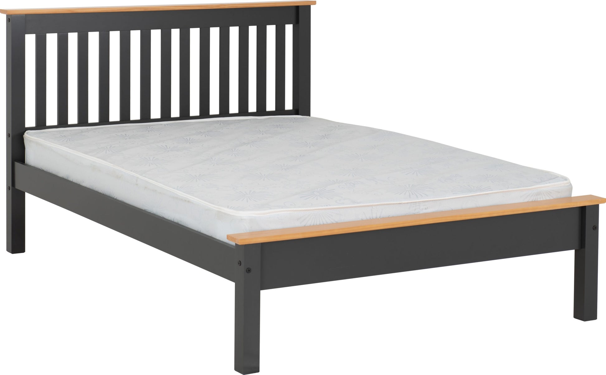 Monaco 4'6" Double Bed Low Foot End - Grey/Oak Effect